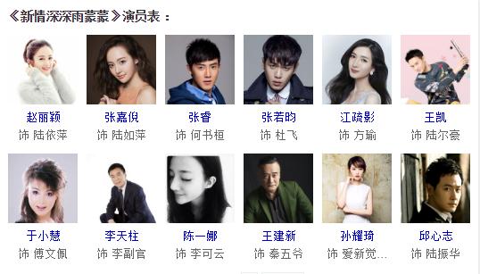 網(wǎng)傳新版《情深深雨蒙蒙》演員表